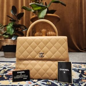Vintage Chanel Kelly Top Handle Cavier Biege SHW (2001)